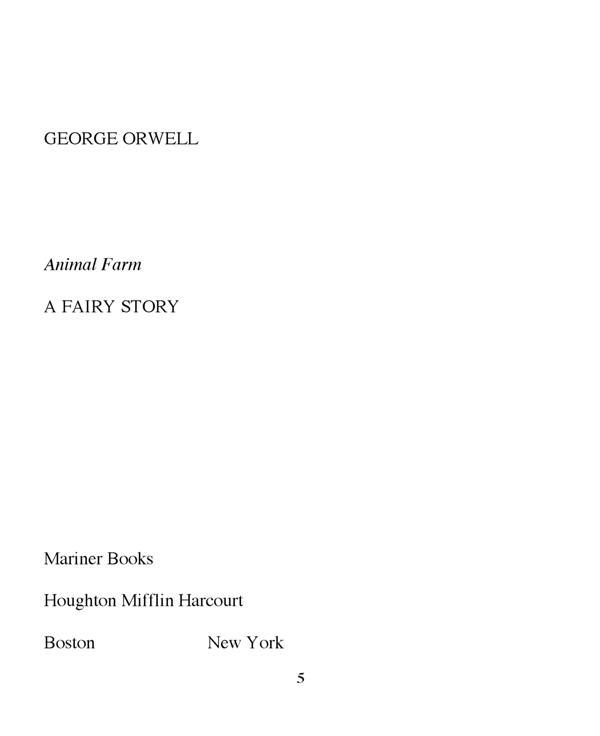 Animal Farm: A Fairy Story